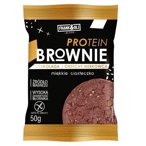 Ciastko proteinowe Brownie Czekolada i Orzech Nerkowca Frank&Oli, 50g