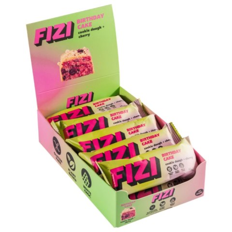 Baton w białej polewie „COOKIE DOUGH+CHERRY" Fizi, 45g