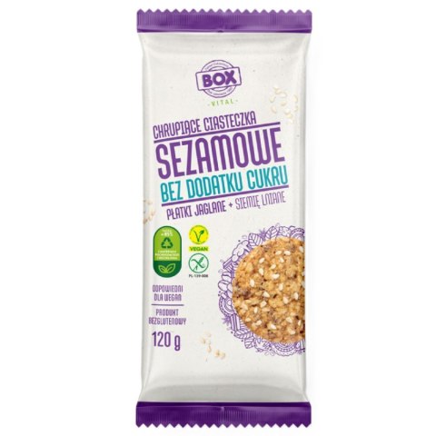 Ciastka sezamowe siemię lniane + płatki jaglane bez dodatku cukru ZPC BOX, 120g