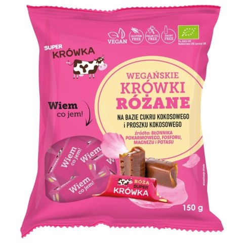 Krówki bezmleczne o smaku różanym wegańskie Super Krówka BIO, 150g