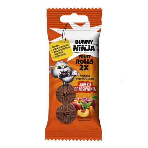 Przekąska owocowa o smaku jabłko-brzoskwinia Double Rolls Bunny Ninja, 30 g