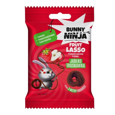 Przekąska owocowa o smaku jabłko-truskawka Fruit Lasso Bunny Ninja, 20 g
