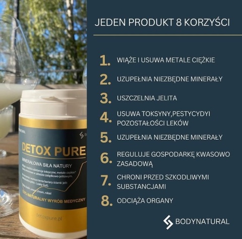 Zeolit Medyczny DetoxPure detoks oczyszczanie jelit 400g proszek + słodzik GRATIS
