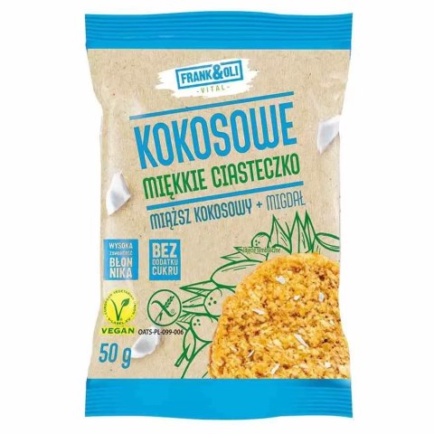 1 Ciastko z miąższem kokosowym i migdałem Frank&Oli, 50g PROMO