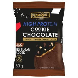 Ciastko proteinowe o smaku chrupiących orzeszków ziemnych i karmelu Frank&Oli, 50g