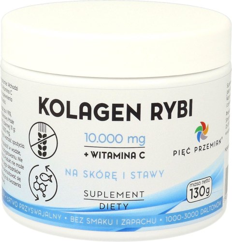 KOLAGEN RYBI + WITAMINA C W PROSZKU BEZGLUTENOWY 130 g - PIĘĆ PRZEMIAN
