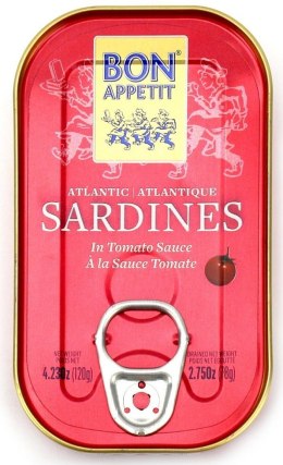 SARDYNKI PORTUGALSKIE W SOSIE POMIDOROWYM 120 g (78 g) - BON APPETIT (BOM PETISCO)