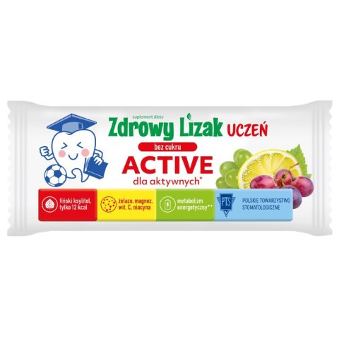 Zdrowy Lizak Uczeń Bez Cukru Active dla aktywnych smak winogrono - cytryna Starpharma, 6g