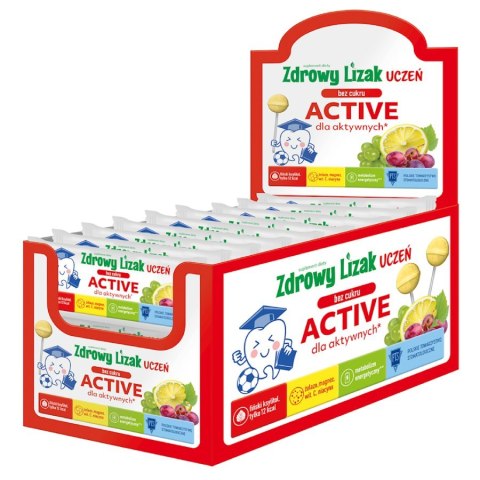 Zdrowy Lizak Uczeń Bez Cukru Active dla aktywnych smak winogrono - cytryna Starpharma, 6g