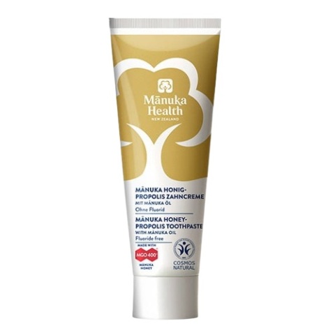 MANUKA HEALTH Pasta do zębów z Miodem Manuka MGO 400+ z Propolisem i Olejkiem Manuka, bez fluoru (75 ml)