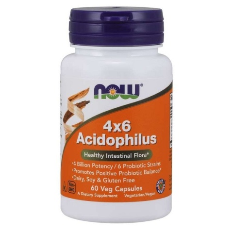 NOW FOODS 4x6 Acidophilus - Probiotyk 4 Billion Acidophilus (60 kaps.)