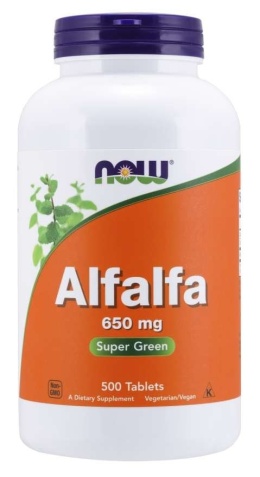 NOW FOODS Alfalfa - Lucerna Siewna 650 mg (500 tabl.)