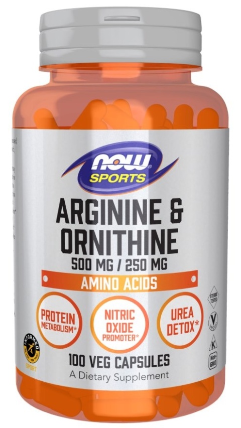 NOW FOODS Arginine 500 mg + Ornithine 250 mg (100 kaps.)