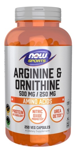 NOW FOODS Arginine 500 mg + Ornithine 250 mg (250 kaps.)