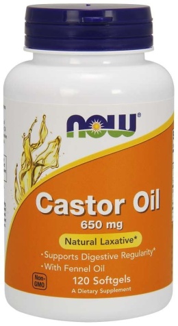 NOW FOODS Castor Oil - Olej Rycynowy 650 mg (120 kaps.)
