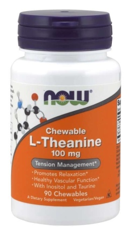 NOW FOODS Chewable L-Theanine 100 mg - L-Teanina 100 mg (90 tabl.)