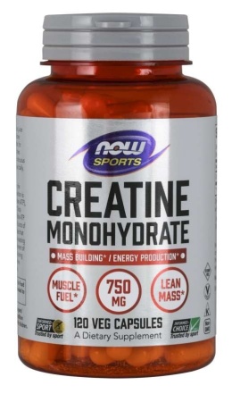 NOW FOODS Creatine Monohydrate - Monohydrat Kreatyny 750 mg (120 kaps.)