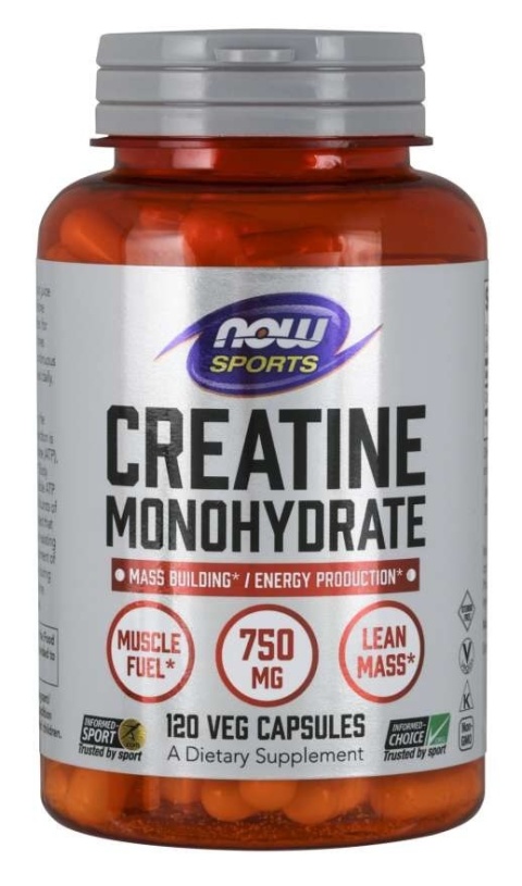 NOW FOODS Creatine Monohydrate - Monohydrat Kreatyny 750 mg (120 kaps.)