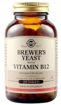 SOLGAR Brewer's Yeast 7 1/2 Grains with Vitamin B12 -Drożdże piwne z Witaminą B12 (250 tabl.)