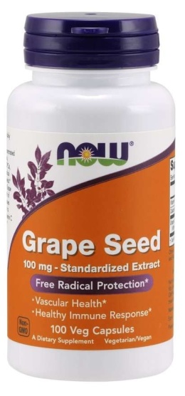 NOW FOODS Grape Seed - Ekstrakt z Pestek Winogron 100 mg (100 kaps.)