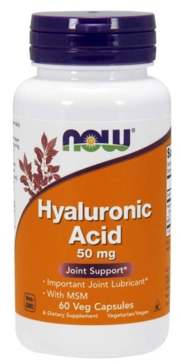 NOW FOODS Hyauluronic Acid with MSM - Kwas Hialuronowy 50 mg + MSM 450 mg (60 kaps.)