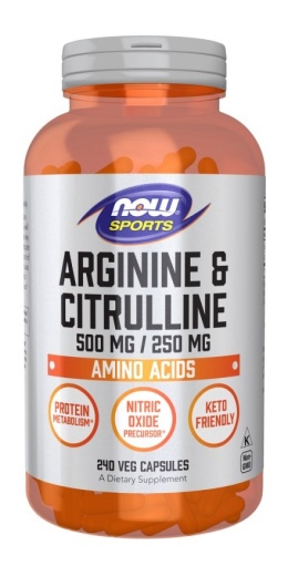 NOW FOODS L-Arginine 500 mg + L-Citrulline 250 mg (240 kaps.)