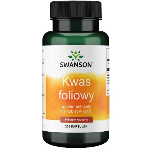 SWANSON Kwas foliowy 800 mcg dla kobiet w ciąży (250 kaps.)