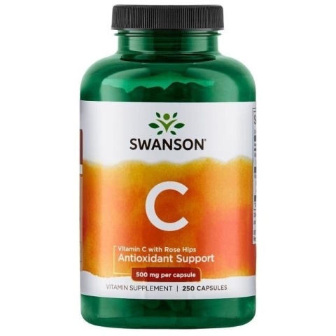 SWANSON Witamina C 500 + dzika róża (250 kaps.)