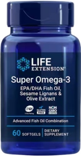 LIFE EXTENSION Super Omega-3 EPA/DHA z Lignanami Sezamowymi i Ekstraktem z Oliwek (60 kaps.)