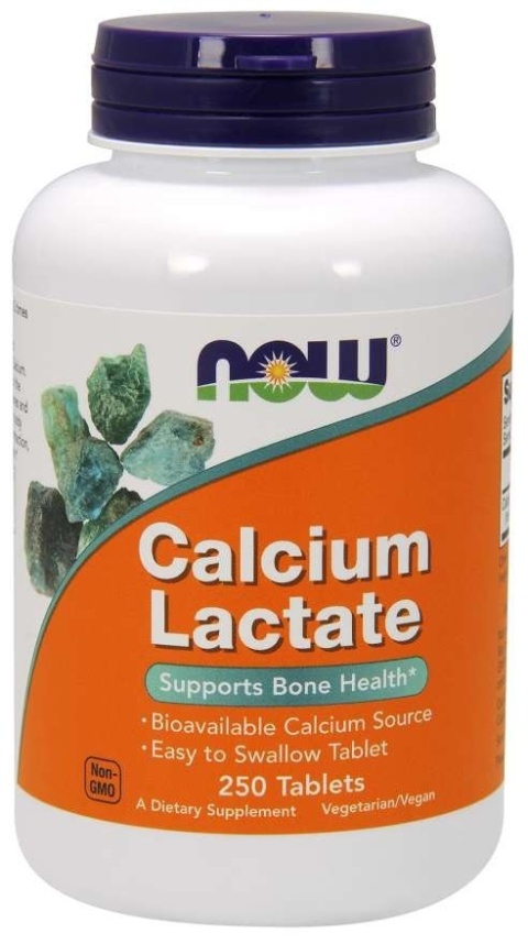 NOW FOODS Calcium Lactate - Mleczan Wapnia (250 tabl.)