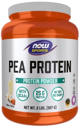 NOW FOODS Pea Protein Vanilla Toffee - Izolat Białka Grochu Wanilia-Toffi (907 g)