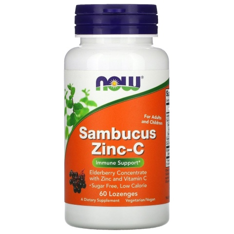 NOW FOODS Sambucus Zinc-C - Cynk do ssania (60 tabl.)