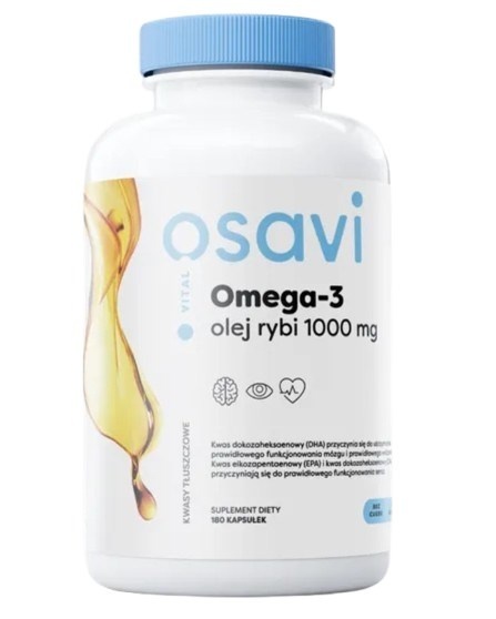OSAVI Omega-3 Olej Rybi Molecularly Distilled 1000 mg smak cytrynowy (180 kaps.)