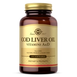 SOLGAR Cod Liver Oil - Vitamins A&D - Tran dorszowy - Suplement Witaminy A i D (100 kaps.)