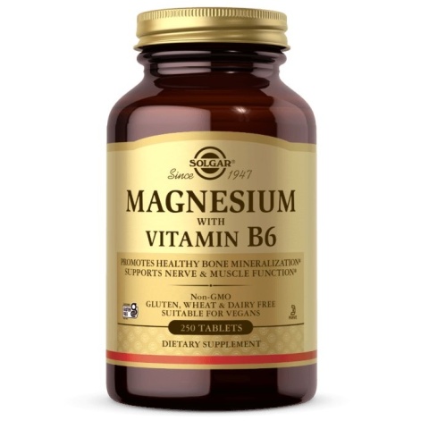 SOLGAR Magnesium with Vitamin B6 - Magnez z Witaminą B6 (250 tabl.)
