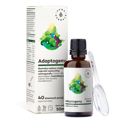 AURA HERBALS Adaptogeny - bakopa, wąkrota, ashwaghanda, kadzidłowiec (50 ml)