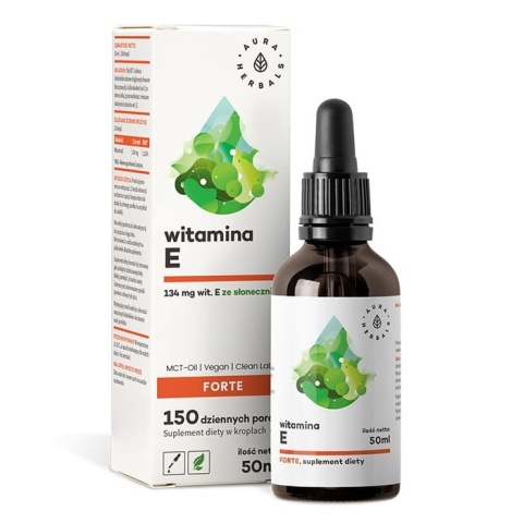 AURA HERBALS Witamina E Forte - Suplement diety w kroplach (50 ml)