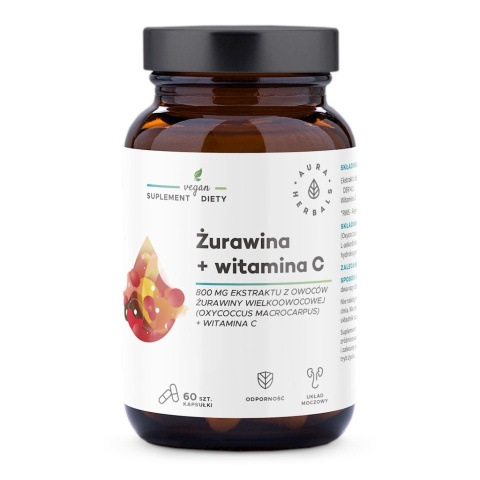 AURA HERBALS Żurawina 800 mg + Witamina C 200 mg (60 kaps.)