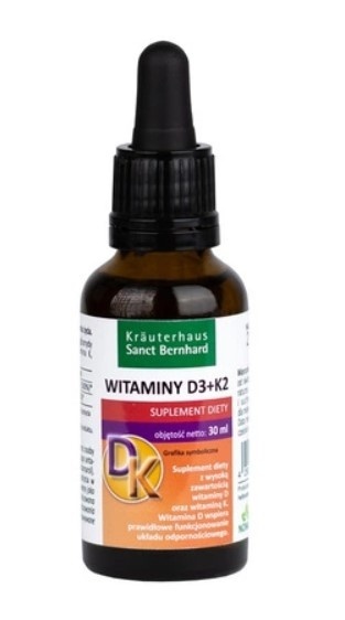 KRAUTERHAUS SANCT BERNHARD Witaminy D3 + K2 w kroplach, na oleju MCT (30 ml)