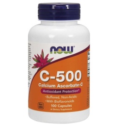 NOW FOODS C-500 Buforowana Witamina C + Wapń + Bioflawonoidy Cytrusowe (100 kaps.)