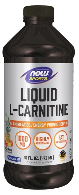 NOW FOODS L-Carnitine Liquid 1000 mg Tropical Punch - L-Karnityna 1000 mg Smak Topical (473 ml)
