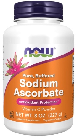NOW FOODS Sodium Ascorbate - Vitamin C Powder - Wiitamina C buforowana - L-Askorbinian Sodu (227 g)