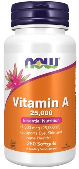 NOW FOODS Witamina A 25000 IU (250 kaps.)