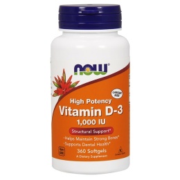 NOW FOODS Witamina D3 1000 IU (360 kaps.)