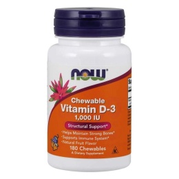 NOW FOODS Witamina D3 1000 IU do żucia (180 tabl.)