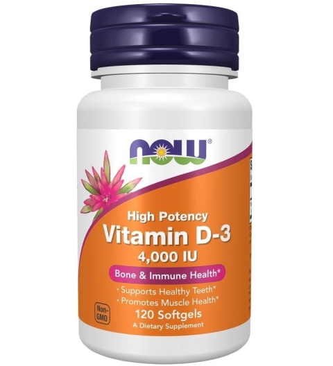 NOW FOODS Witamina D3 4000 IU (120 kaps.)