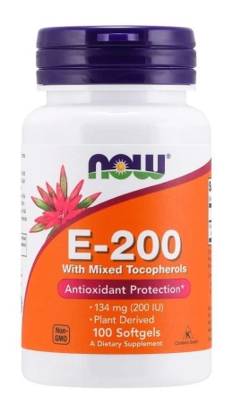 NOW FOODS Witamina E 200 z mieszanką tokoferoli (100 kaps.)