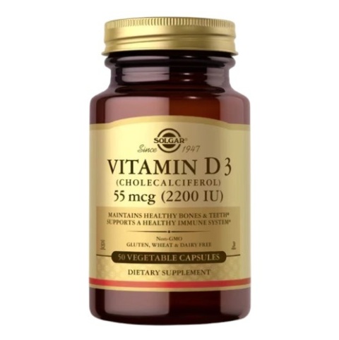 SOLGAR Vitamin D3 (Cholecalciferol) 55 mcg (2200 IU) (50 kaps.)