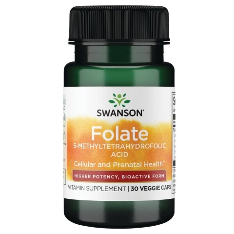 SWANSON Folian Quatrefolic 5-Methylthetrahydrofolic Acid 800 mcg - Kwas foliowy (30 kaps.)