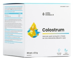 AURA HERBALS Colostrum 1000 mg, bananowe, saszetki (30 szt.)